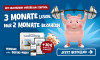 Werbebanner: Digitales Abo für 3 Monate nutzen, nur 2 Monate zahlen, plus 30 Euro Bonus für die ersten 30 Neukunden. Motiv:  Fitness-Schwein stemmt Gewichte.