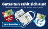 Werbung: 'Gutes tun zahlt sich aus!', 12 Monate Abo mit 100 Euro für Sie und 100 Euro gespendet, Button 'Jetzt bestellen >>'