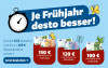 Text: Je Frühjahr desto besser! Schnell bestellen und bis zu 150 € Bargeldprämie sichern, 150 € bei Bestellung bis zum 31.03.2026